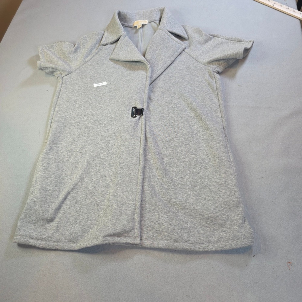 Michael Michael Kors Gray Short Sleeve Faux Fur Lined Cardigan Jacket Large